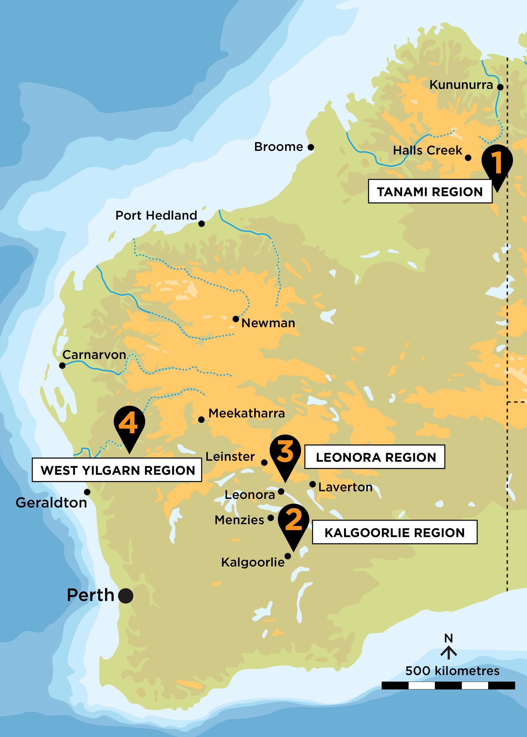 WA Map highlighting PVW Projects